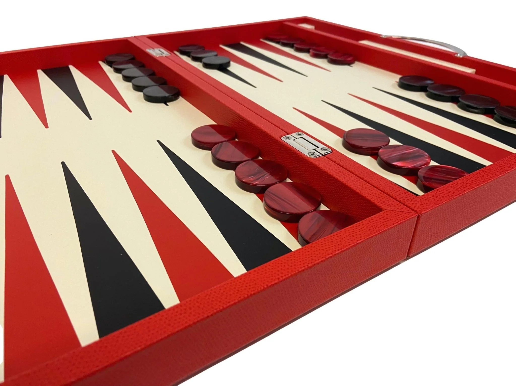 Backgammon en Cuir véritable MM - Rouge - Renzo Romagnoli - Image 4