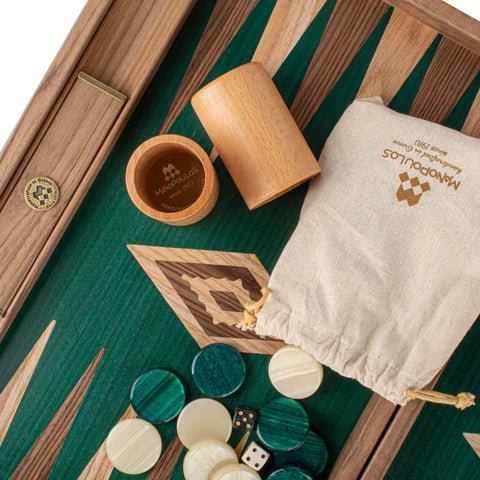 Backgammon en noyer - Vert - Image 6